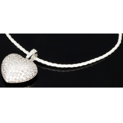 Baby-Armband mit funkelndem Herz-Anhänger aus 925er Silber, rhodiniert und poliert, besetzt mit brillantgeschliffenen Zirkonia (Diamantimitaten) in edlen Krappenfassungen - ca. 14cm