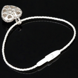 Baby-Armband mit funkelndem Herz-Anhänger aus 925er Silber, rhodiniert und poliert, besetzt mit brillantgeschliffenen Zirkonia (Diamantimitaten) in edlen Krappenfassungen - ca. 14cm