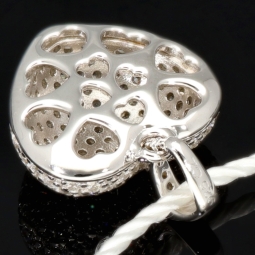Baby-Armband mit funkelndem Herz-Anhänger aus 925er Silber, rhodiniert und poliert, besetzt mit brillantgeschliffenen Zirkonia (Diamantimitaten) in edlen Krappenfassungen - ca. 14cm