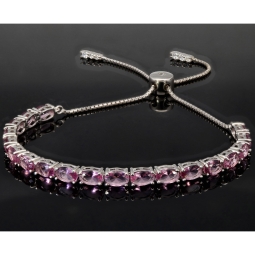 Farbenfrohes, sommerliches Armband mit Zugverschluss aus 925er Sterling Silber mit ca.  9,79 ct funkelnden Zirkonia-Steinen (Diamantimitationen) – längenverstellbar 14-23 cm
