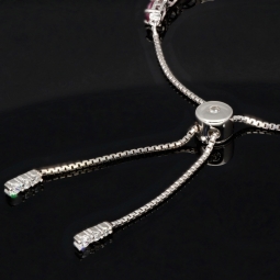 Farbenfrohes, sommerliches Armband mit Zugverschluss aus 925er Sterling Silber mit ca.  9,79 ct funkelnden Zirkonia-Steinen (Diamantimitationen) – längenverstellbar 14-23 cm