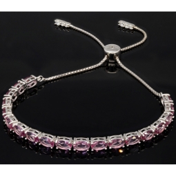 Farbenfrohes, sommerliches Armband mit Zugverschluss aus 925er Sterling Silber mit ca.  9,79 ct funkelnden Zirkonia-Steinen (Diamantimitationen) – längenverstellbar 14-23 cm