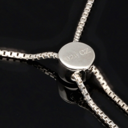Farbenfrohes, sommerliches Armband mit Zugverschluss aus 925er Sterling Silber mit ca.  9,79 ct funkelnden Zirkonia-Steinen (Diamantimitationen) – längenverstellbar 14-23 cm
