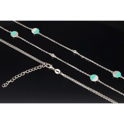 Zweireihige Layer-Kette mit außergewöhnlichem Design aus 925er Sterling Silber rhodiniert, besetzt mit funkelnden Zirtkoniasteinen (Diamantimitationen) - Länge verstellbar ca- 45- 50cm