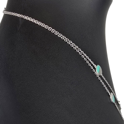 Zweireihige Layer-Kette mit außergewöhnlichem Design aus 925er Sterling Silber rhodiniert, besetzt mit funkelnden Zirtkoniasteinen (Diamantimitationen) - Länge verstellbar ca- 45- 50cm