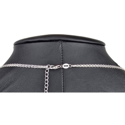 Zweireihige Layer-Kette mit außergewöhnlichem Design aus 925er Sterling Silber rhodiniert, besetzt mit funkelnden Zirtkoniasteinen (Diamantimitationen) - Länge verstellbar ca- 45- 50cm
