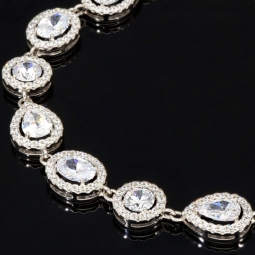 Hochwertige, verarbeitetes Zirkonia Armband – 11,35 ct | Schliffmix | 925 Silber rhodiniert und poliert - Länge anpassbar: ca. 19,5 - 22,5 cm