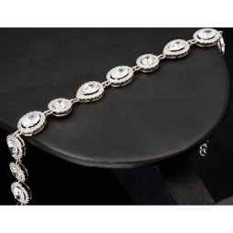 Hochwertige, verarbeitetes Zirkonia Armband – 11,35 ct | Schliffmix | 925 Silber rhodiniert und poliert - Länge anpassbar: ca. 19,5 - 22,5 cm