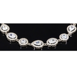 Hochwertige, verarbeitetes Zirkonia Armband – 11,35 ct | Schliffmix | 925 Silber rhodiniert und poliert - Länge anpassbar: ca. 19,5 - 22,5 cm