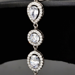 Hochwertige, verarbeitetes Zirkonia Armband – 11,35 ct | Schliffmix | 925 Silber rhodiniert und poliert - Länge anpassbar: ca. 19,5 - 22,5 cm