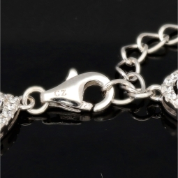 Hochwertige, verarbeitetes Zirkonia Armband – 11,35 ct | Schliffmix | 925 Silber rhodiniert und poliert - Länge anpassbar: ca. 19,5 - 22,5 cm