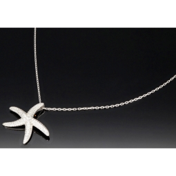 Maritime Seestern-Kette mit vielen kleinen, funkelnden Zirkonia-Steinen (Diamatimitate, Brillantschliff) aus 925 Sterling Silber poliert und rhodiniert - Länge verstellbar 45-50 cm