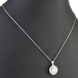 Feines Schmuckset aus 925er Sterlingsilber mit funkelndem Zirkonia im Brillantschliff (Diamantimitat) in Krappen gefasst