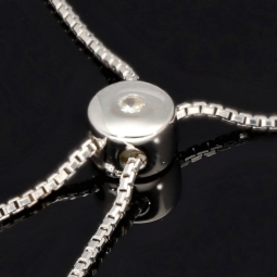 Exquisites Damen-Armband aus polierten und rhodinierten 925er Sterling Silber mit funkelnden, hochkarätigen Zirkoniasteinen (Diamantimitationen) im Ovalschliff - längenverstellbar  ca. 16-24 cm