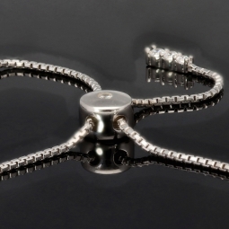 Exquisites Damen-Armband aus polierten und rhodinierten 925er Sterling Silber mit funkelnden, hochkarätigen Zirkoniasteinen (Diamantimitationen) im Ovalschliff - längenverstellbar  ca. 16-24 cm