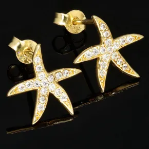 Funkelnde Gold-Ohrstecker aus 375er Gelbgold mit Zirkonia (Diamant-Imitation) – zeitlose Eleganz im Brillantschliff