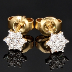Funkelnde Gold-Ohrstecker aus 375er Gelbgold mit Zirkonia (Diamant-Imitation) – zeitlose Eleganz im Brillantschliff