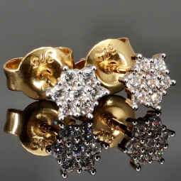 Funkelnde Gold-Ohrstecker aus 375er Gelbgold mit Zirkonia (Diamant-Imitation) – zeitlose Eleganz im Brillantschliff