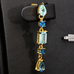 Edle Ohrhänger - Silberohrringe aus 925 Sterling Silber mit funkelnden Zirkoniasteinen (Diamantimitationen ) ca. 3,12ct Schliffmix, multicolor - edel vergoldet