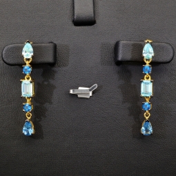 Edle Ohrhänger - Silberohrringe aus 925 Sterling Silber mit funkelnden Zirkoniasteinen (Diamantimitationen ) ca. 3,12ct Schliffmix, multicolor - edel vergoldet
