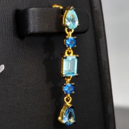 Edle Ohrhänger - Silberohrringe aus 925 Sterling Silber mit funkelnden Zirkoniasteinen (Diamantimitationen ) ca. 3,12ct Schliffmix, multicolor - edel vergoldet