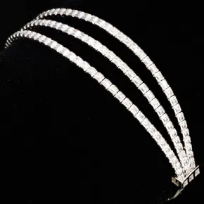 Dreireihiges Zirkonia-Armband / Zugarmband (Diamantimitationen, Brillantschliff) aus 925er Sterling Silber – filigran, funkelnd & längenverstellbar (ca. 16–21 cm) - mit ca. 140 fein eingearbeiteten Zirkoniasteinen (Diamantimitationen, Brillantschliff)