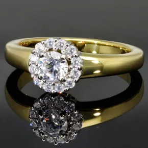 Funkelnder Silberring für Damen – 925er Silber, edel vergoldet, mit Zirkonia im Brillantschliff (Diamantimitation, 0,47 ct) - Ringgröße ca. 54