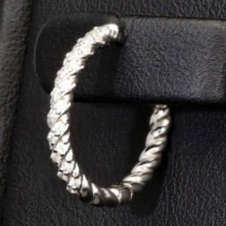 Mini Creolen / Ohrringe aus 925 Sterling Silber, rhodiniert und poliert veredelt mit leuchtenden Zirkonia-Steinen (Diamantimitationen) im Brillantschliff