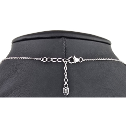 Stilvolle Halskette aus rhodiniertem 925er Silber mit eingearbeiteten Charms (Kreuz, Schleife und Anker) mit Zirkoniasteinen besetzt (Diamantimitationen), ca. 42-45 länge verstellbar