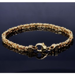 Massives Königsarmband aus 14K / 585 Gold ca. 4 mm Breite, ca. 24 cm lang  -  mit FBM Stempel