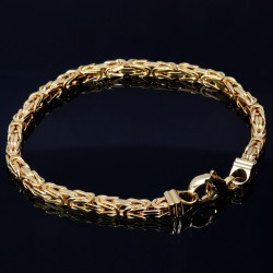 Massives Königsarmband aus 14K / 585 Gold ca. 4 mm Breite, ca. 24 cm lang  -  mit FBM Stempel