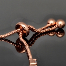 Exquisites 925er Silberarmband, rosévergoldet für Damen mit Zirkoniabesatz im Baguette- und Diamantschliff – Armband längenverstellbar von ca. 16-24 cm