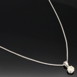 Elegantes Schmuckset -Silberkette und Anhänger aus 925er Sterling Silber mit Zirkonia im Brillantschliff (Diamantimitation) - ca. 45cm