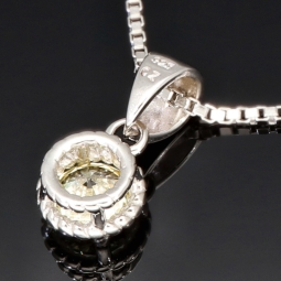 Elegantes Schmuckset -Silberkette und Anhänger aus 925er Sterling Silber mit Zirkonia im Brillantschliff (Diamantimitation) - ca. 45cm
