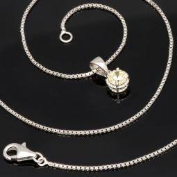 Elegantes Schmuckset -Silberkette und Anhänger aus 925er Sterling Silber mit Zirkonia im Brillantschliff (Diamantimitation) - ca. 45cm