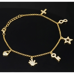 Edles Silberarmband - zeitloses Bettelarmband aus vergoldetem 925 Sterling Silber - Länge verrstellbar ca. 17- 20 cm