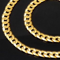 Massive Panzerkette aus hochwertigem, funkelndem Gelbgold (14K, 585 ca. 37,2g) 56 cm, 5,5 mm