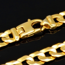 Massive Panzerkette aus hochwertigem, funkelndem Gelbgold (14K, 585 ca. 37,2g) 56 cm, 5,5 mm
