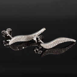 Edle Silberohrringe - Ohrhänger aus 925 Sterling Silber, rhodiniert und poliert, mit funkelnden Zirkoniasteinen (Diamantimitationen )