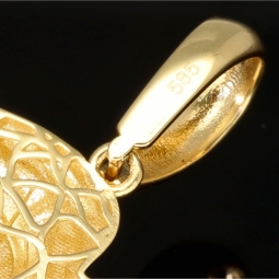 XL Löwenkopf-Anhänger aus edlem Bicolor 585er / 14K Gold (Gelbgold und Weißgold) mit leuchtend grünem Zirkonia (ca. 9,5 g)