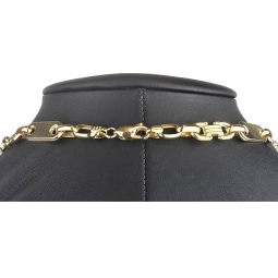 Stilvoller Mix aus Plattenkette / Plättchenkette und Steigbügelkette aus edlem 585er (14 Karat) Gelbgold (ca. 66cm, 8mm)