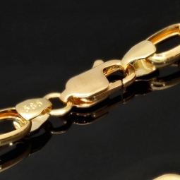 Stilvoller Mix aus Plattenkette / Plättchenkette und Steigbügelkette aus edlem 585er (14 Karat) Gelbgold (ca. 66cm, 8mm)