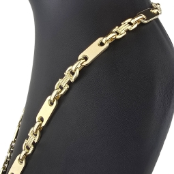 Stilvoller Mix aus Plattenkette / Plättchenkette und Steigbügelkette aus edlem 585er (14 Karat) Gelbgold (ca. 66cm, 8mm)