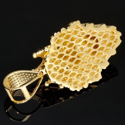 Prunkvoller Löwenkopf - Anhänger aus edlem Gold (585 14K Gelbgold) mit funkelndem Zirkoniabesatz (ca. 11,4g)