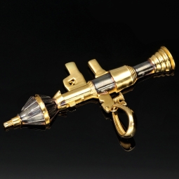Glänzender Raketenwerfer, Panzerfaust, Bazooka-Anhänger aus hochwertigem Bicolor 585 / 14K Gold (Gelbgold und Weißgold)