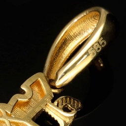 Glänzender Raketenwerfer, Panzerfaust, Bazooka-Anhänger aus hochwertigem Bicolor 585 / 14K Gold (Gelbgold und Weißgold)