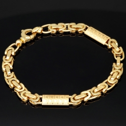 Flaches Königsarmband in außergewöhnlichem Design aus Gold mit Greco-Elementen (585 14k Gelbgold) , ca. 19cm, 7mm