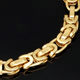 Flaches Königsarmband in außergewöhnlichem Design aus Gold mit Greco-Elementen (585 14k Gelbgold) , ca. 19cm, 7mm