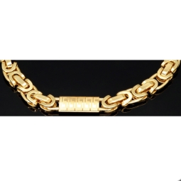 Flaches Königsarmband in außergewöhnlichem Design aus Gold mit Greco-Elementen (585 14k Gelbgold) , ca. 19cm, 7mm