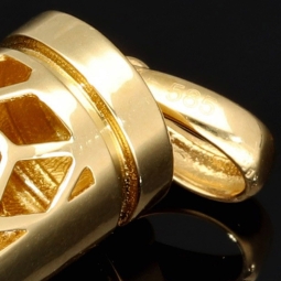 Patrone mit Schädel - Gold-Anhänger aus 14K 585 Bicolor Gold (Gelbgold und Weißgold) mit Zirkoniabesatz